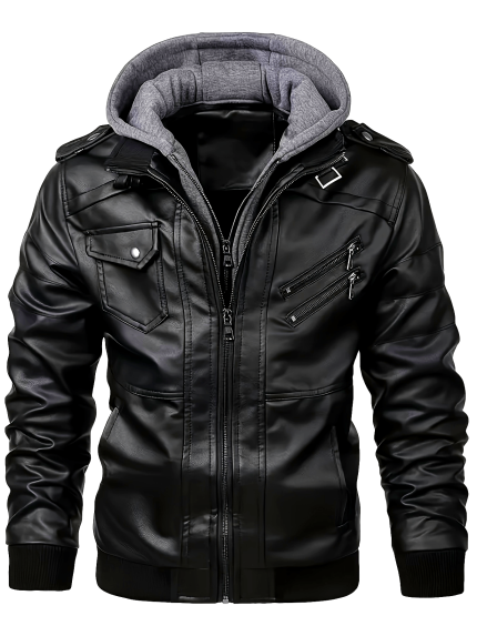 Men's Fashion Zipper Hooded Jacket Multi-Pockets - Great for Spring Outdoor Cycling, Street Cycling