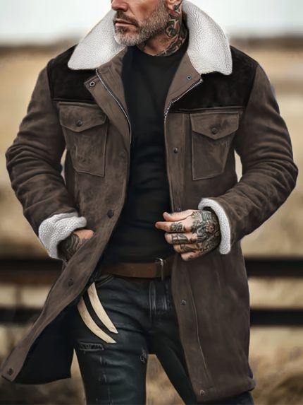 Casual Loose-Fitting Single-Breasted Jacket for Young Men, Featuring Contrasting Colors, Suitable for Autumn And Winter in Europe And America