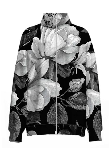 Plus Size, Plus-Size Women's All-Over Print Zip-Up Sweatshirt, Suitable for Casual Attire with a Loose Fit, Machine Washable Autumn And Winter Coat